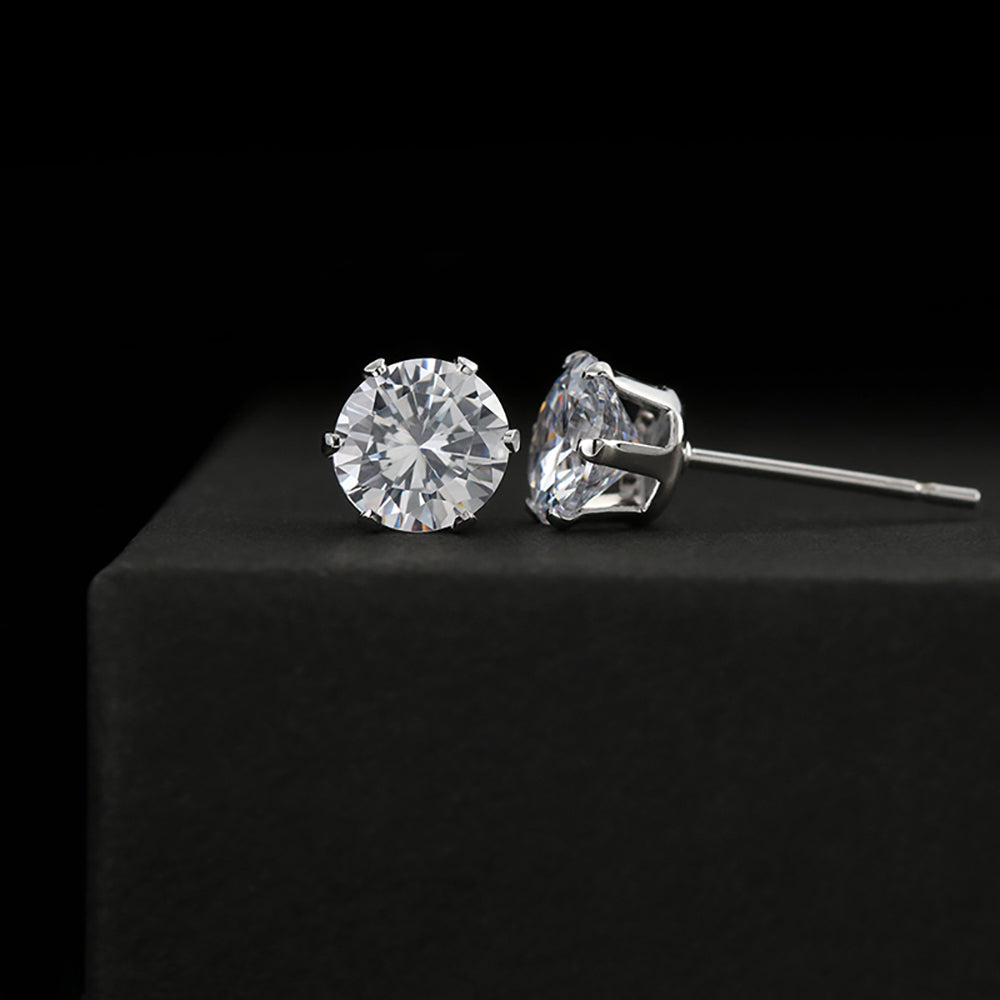 Cubic Zirconia Earrings - 14K White Gold Finish (set of 2)