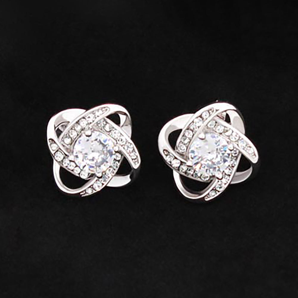Love Knot Stud Earrings - 14K White Gold Finish (set of 2)